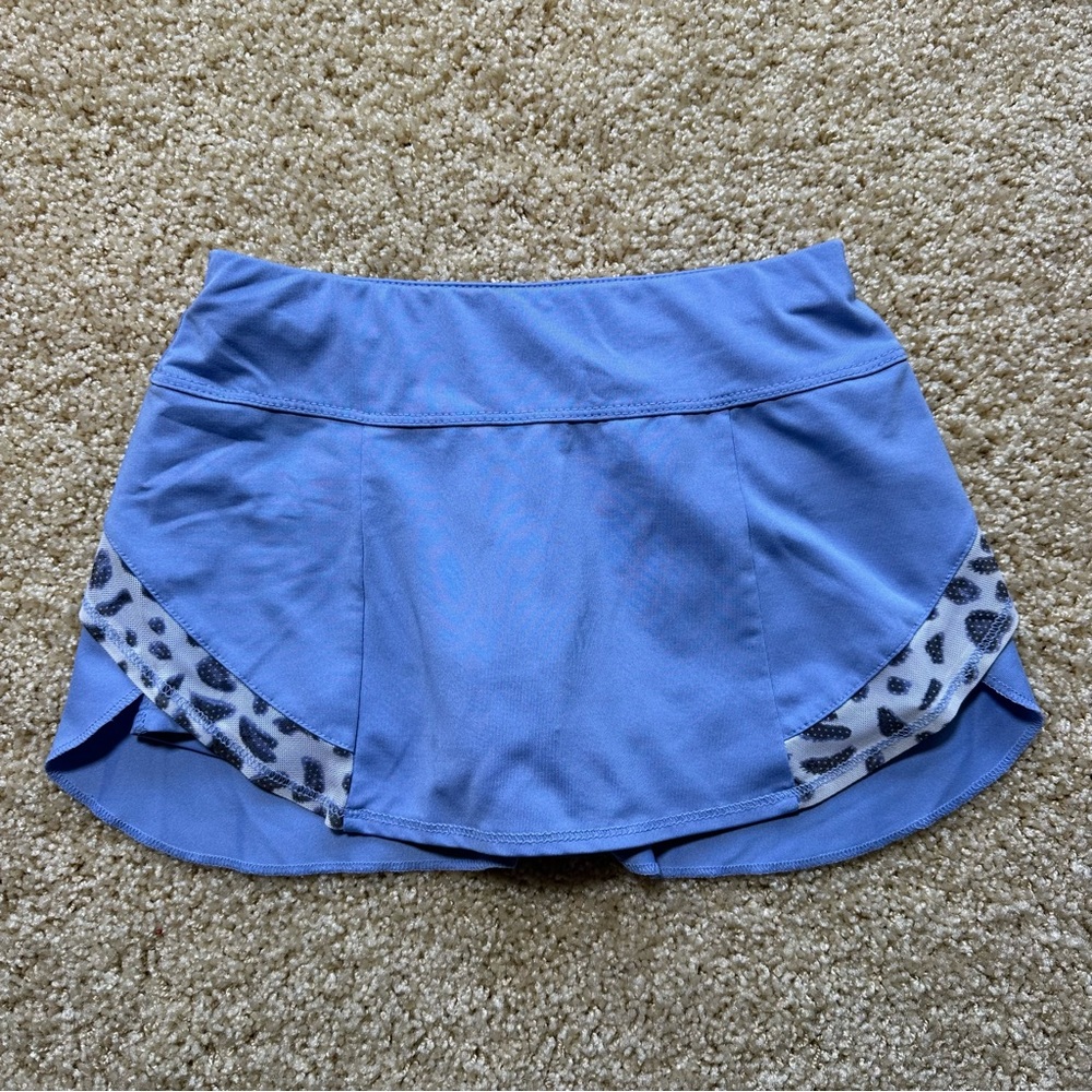 Lucky in Love Blue Tennis Skort with Leopard Print Insets Built-In Shorts Size S